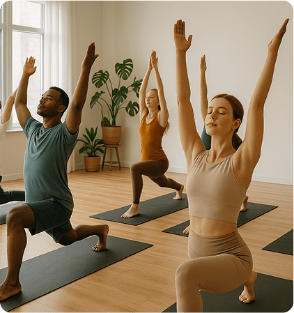 Group yoga class in studio